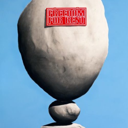 FREEDOM FOR RENT - 120x100 - acrilico spray, acrilico e carboncino su tela - 2018