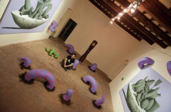 Sala del Castello di Arcidosso - Installazione per Alterazioni Festival - n.2 Tele 200x290 e sculture in Polistirolo e acrilico - 2014 particolare