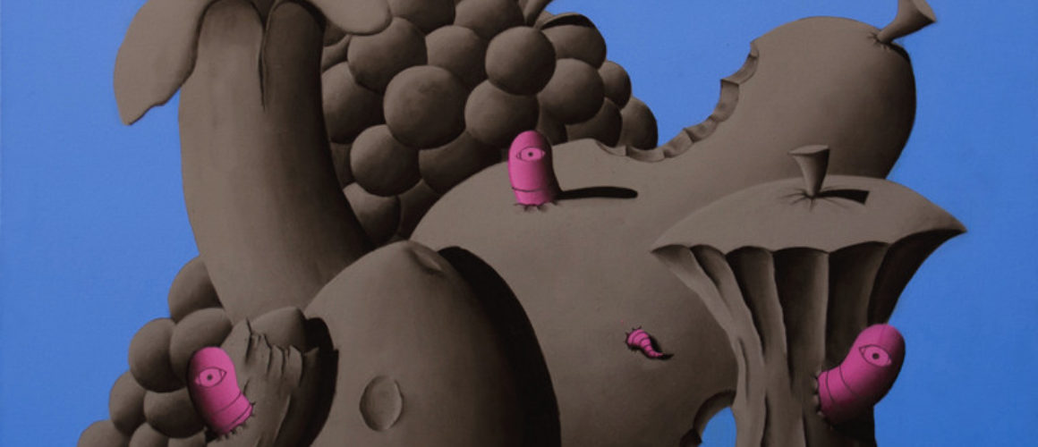 LA GRANDE ABBUFFATA - 95x95 cm - acrilico e carboncino su tela - 2014