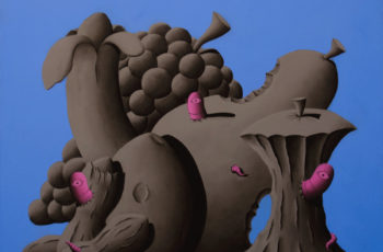 LA GRANDE ABBUFFATA - 95x95 cm - acrilico e carboncino su tela - 2014