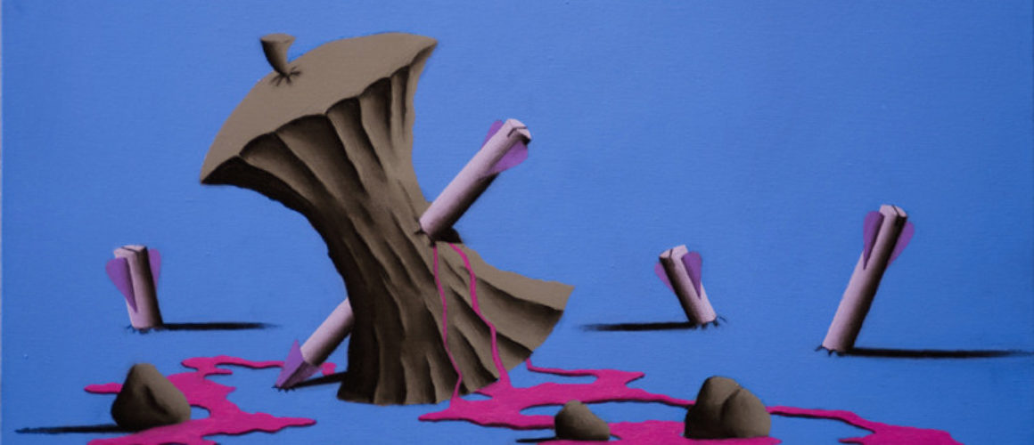 ATTACCO A NEWTON - 40x60 cm - acrilico e carboncino su tela - 2014