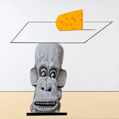 7 Chesse (for rats) - 100x100 cm acrilico spray, carboncino e arilico su tela 3000 euro