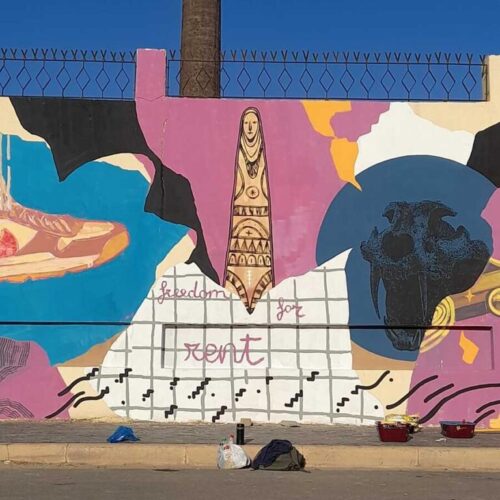 2 -Freedom for rent, opera realizzata all'interno di un muro collettivo, 2022